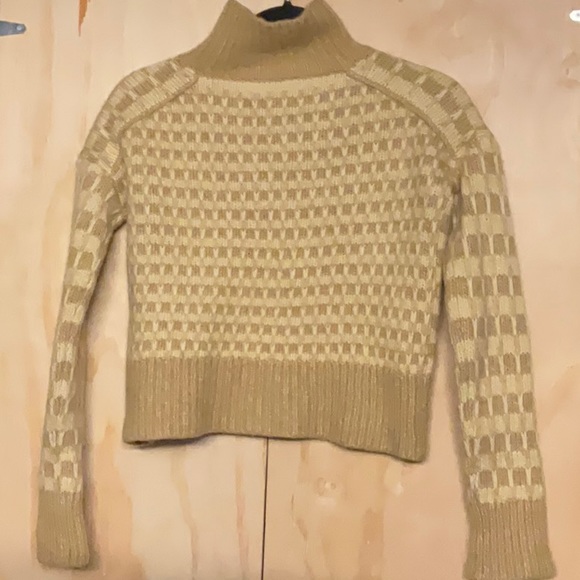 Everlane The Cloud Checkered Sweater, Size XXS Color Tan - Picture 6 of 9